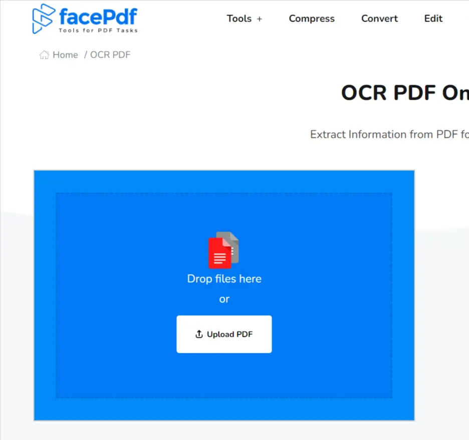 Screenshot of the OCR tool in FacePDF